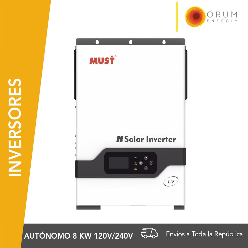 Inversor Cargador de 8 KW 48Vcd, 220Vca de Entrada, 220/120Vca