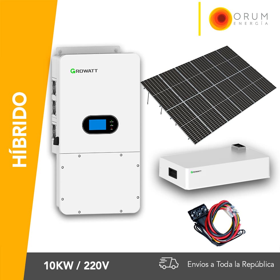 Kit de Paneles Solares Híbrido con respaldo en Bateria de litio de 5 Kw Growatt