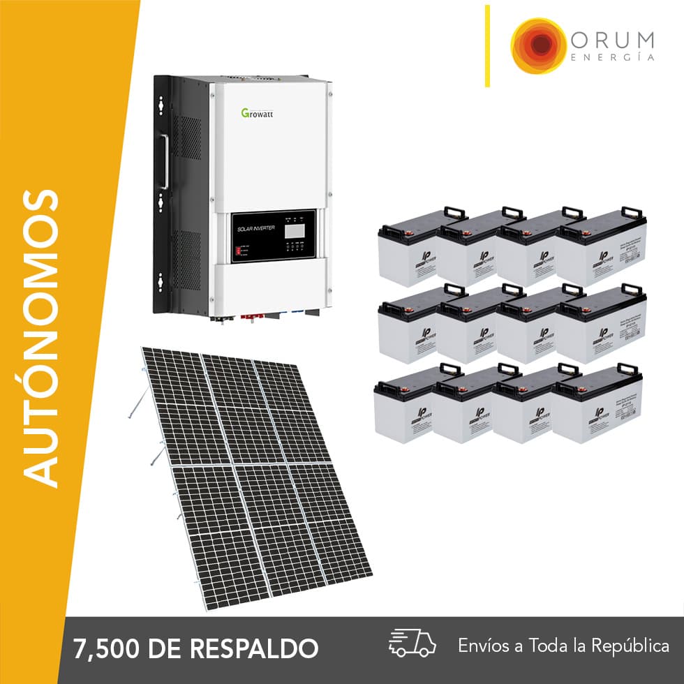 Kit Solar Autónomo – Respaldo Isla 16Kwh día Batería de Gel 7.5kW 220v