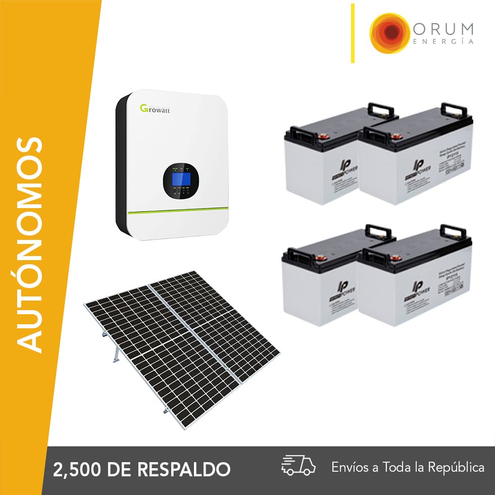 Kit Solar Autónomo – Respaldo Isla 5Kwh día Batería GEL 2.5Kw