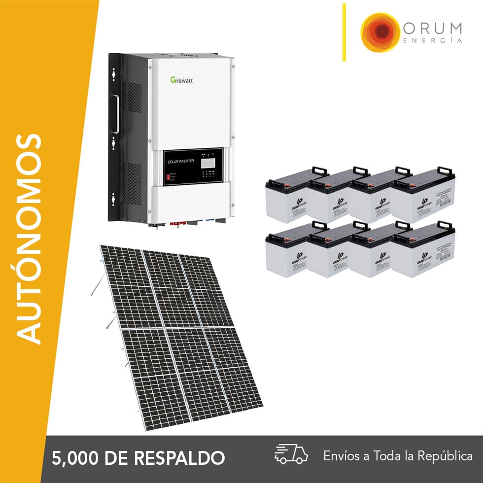 Kit Solar Autónomo – Respaldo Isla 16Kwh día Batería de Gel 5.0Kw 220v